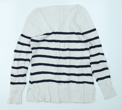 Preloved Kenar Womens White Striped  Pullover Jumper Size S - Back