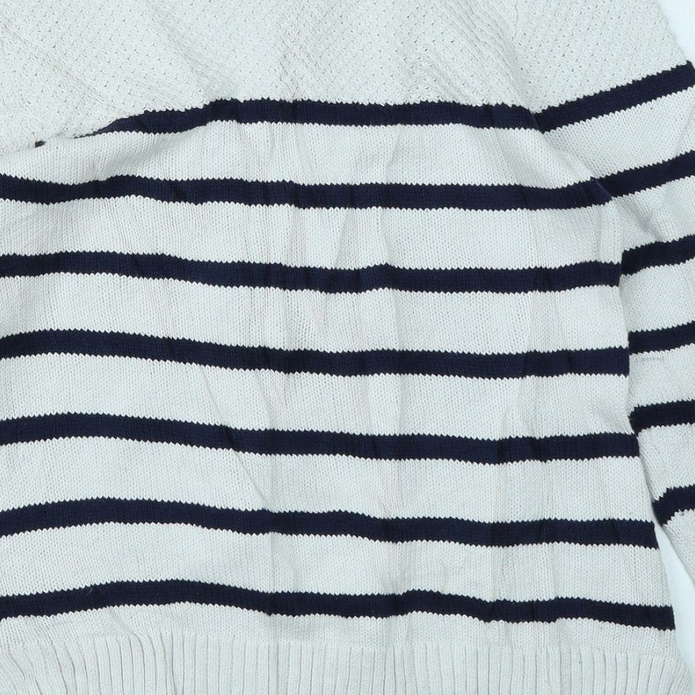 Kenar Womens White Striped  Pullover Jumper Size S