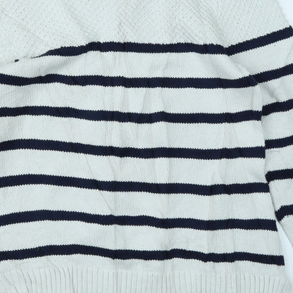 Preloved Kenar Womens White Striped  Pullover Jumper Size S - Label