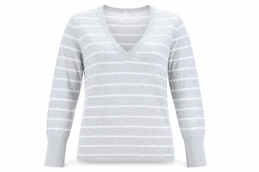 Esprit Womens Grey Striped  Pullover Jumper Size S