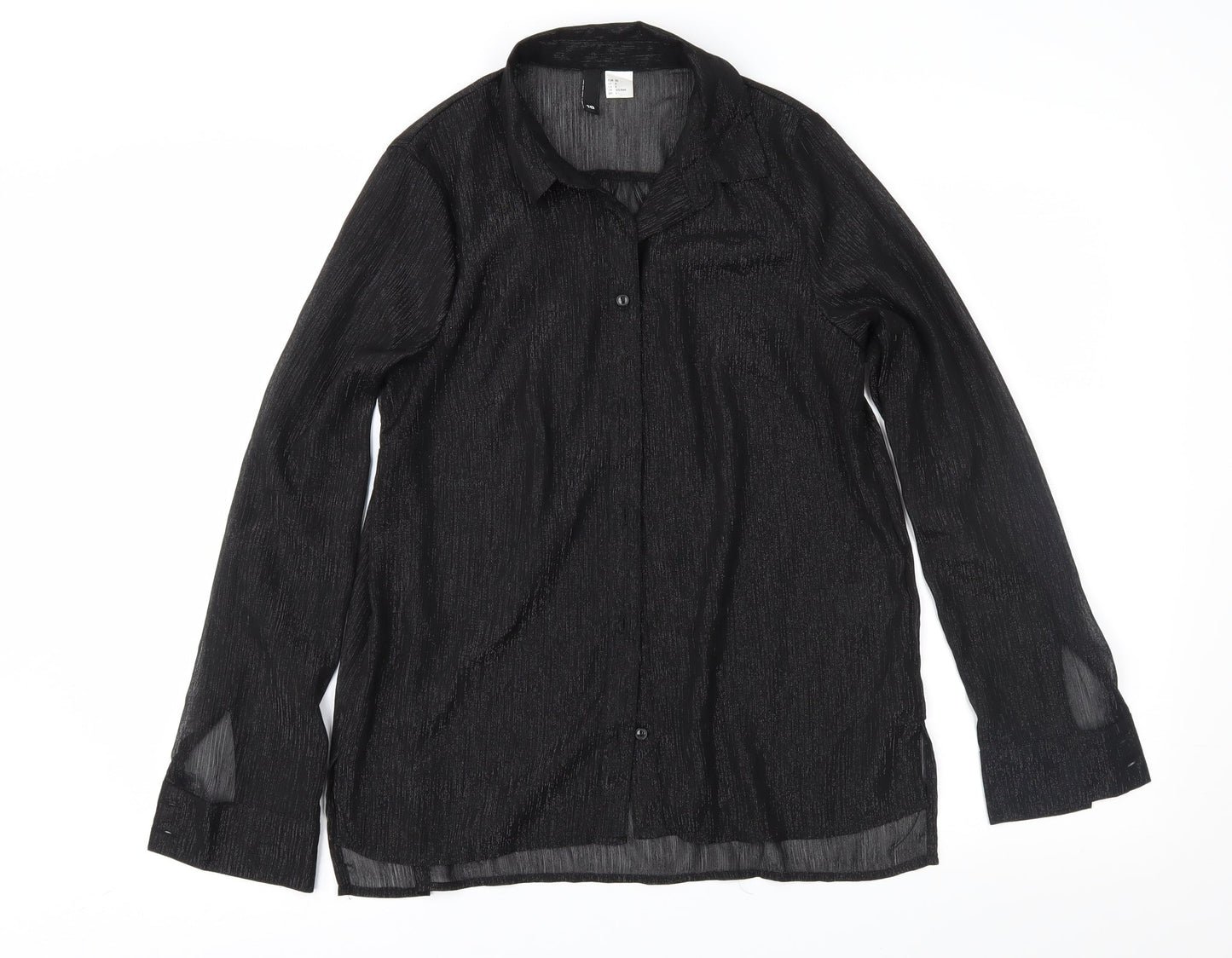 H&M Womens Black   Basic Button-Up Size 10