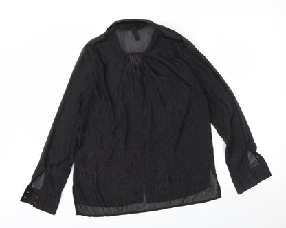 H&M Womens Black   Basic Button-Up Size 10