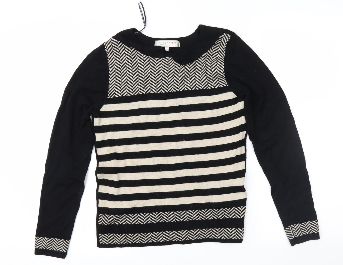 Principles Womens Black Geometric  Pullover Jumper Size 10