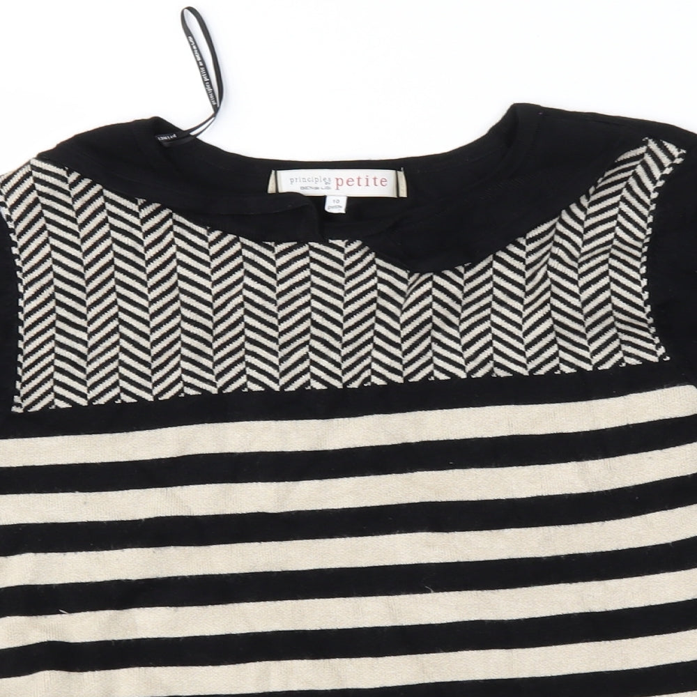 Principles Womens Black Geometric  Pullover Jumper Size 10