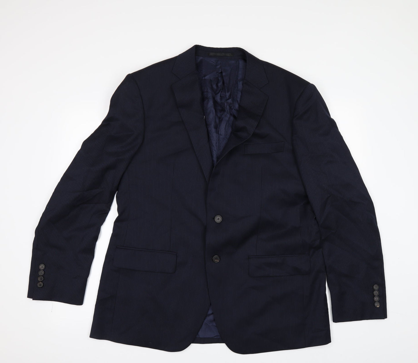 Marks and Spencer Mens Black Striped  Jacket Suit Jacket Size 42