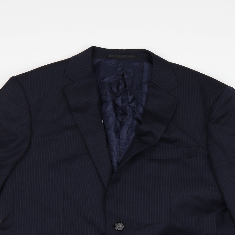 Marks and Spencer Mens Black Striped  Jacket Suit Jacket Size 42