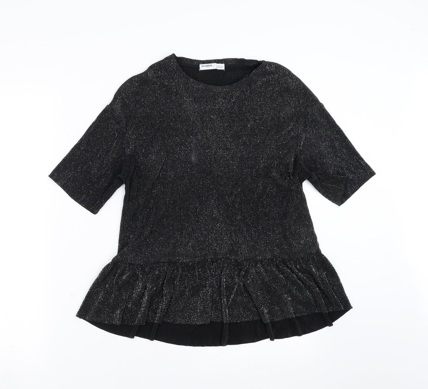 Pull&Bear Womens Black   Basic Blouse Size S  - glittery