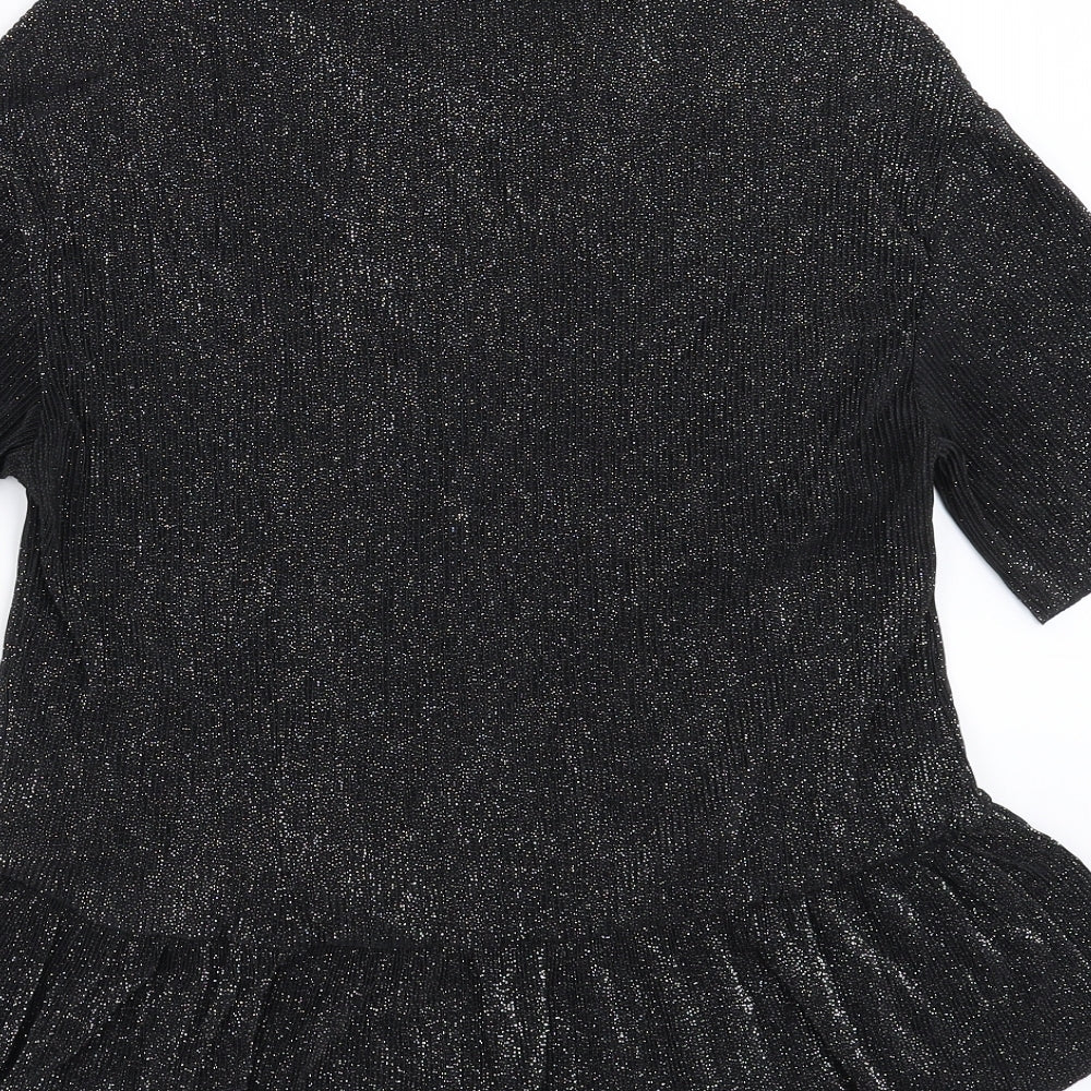Pull&Bear Womens Black   Basic Blouse Size S  - glittery