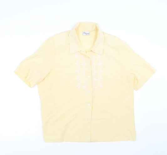 Design essentials Womens Yellow   Basic Blouse Size 16  - Embroidered detail