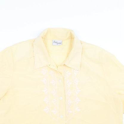 Preloved Design essentials Womens Yellow   Basic Blouse Size 16  - Embroidered detail - Detail