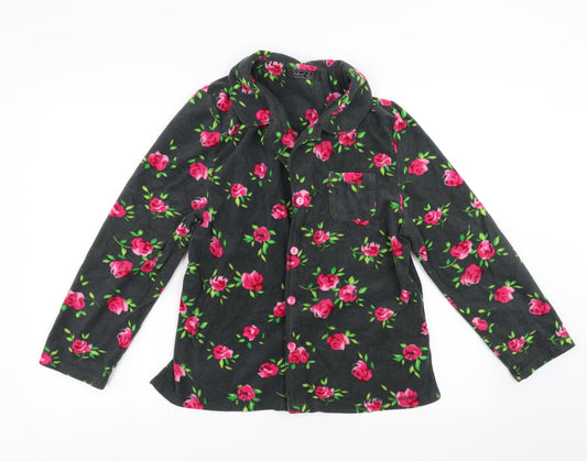 Secret Obsessions Womens Grey Floral Fleece Top Pyjama Top Size M