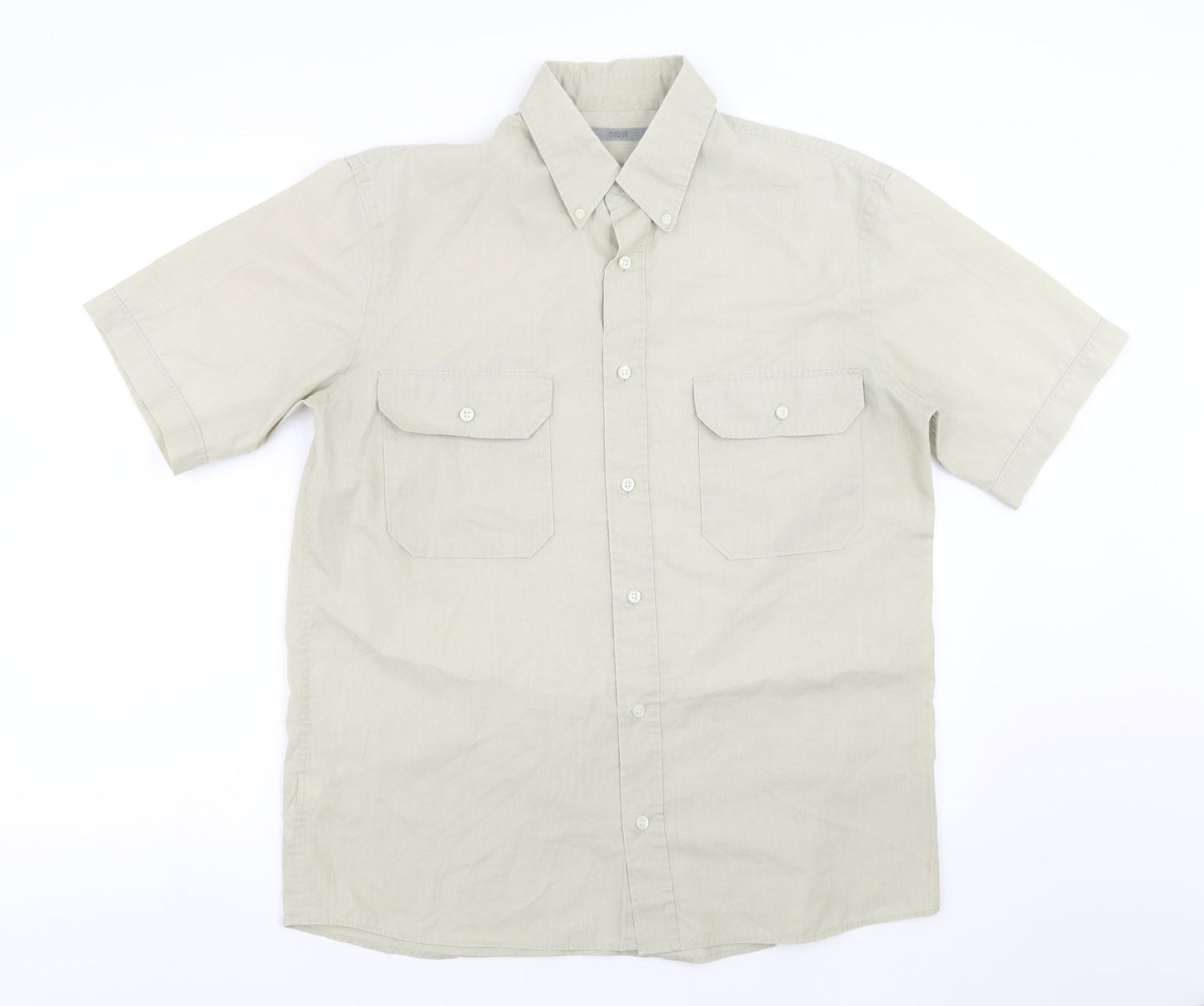 Marks and Spencer Mens Green    Button-Up Size S
