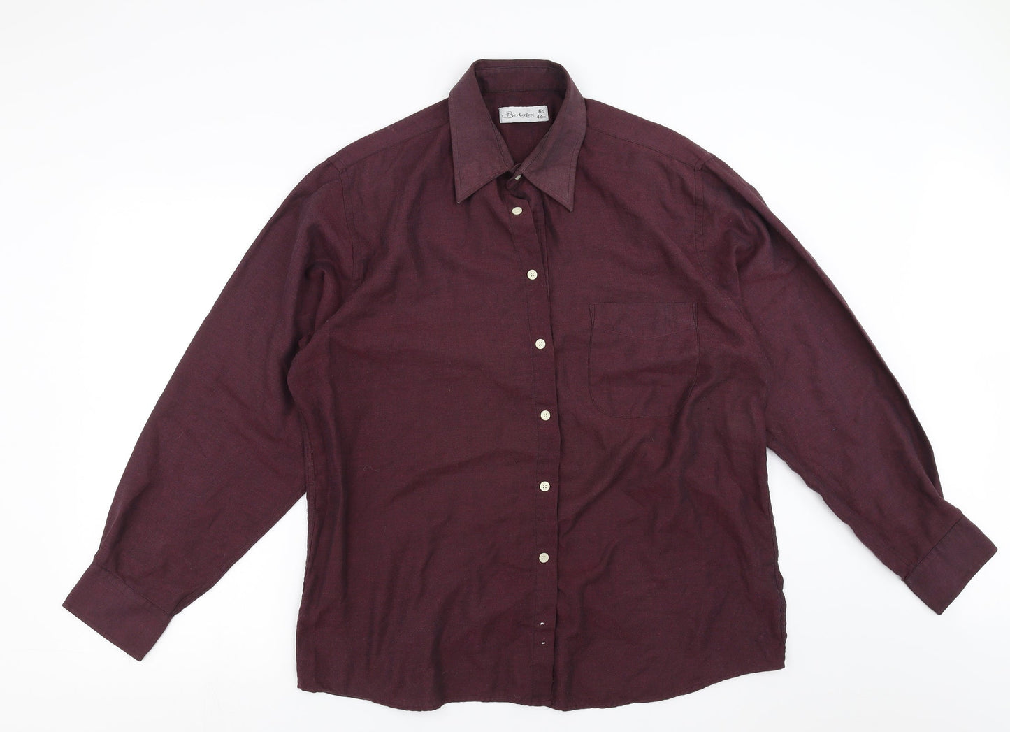 Berkertex Mens Purple    Button-Up Size 16.5