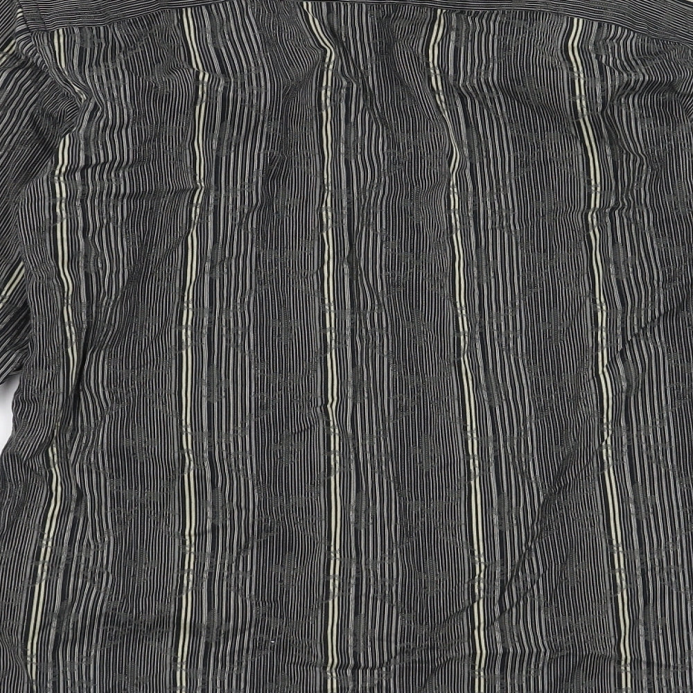 Brocade Mens Black Striped   Button-Up Size S