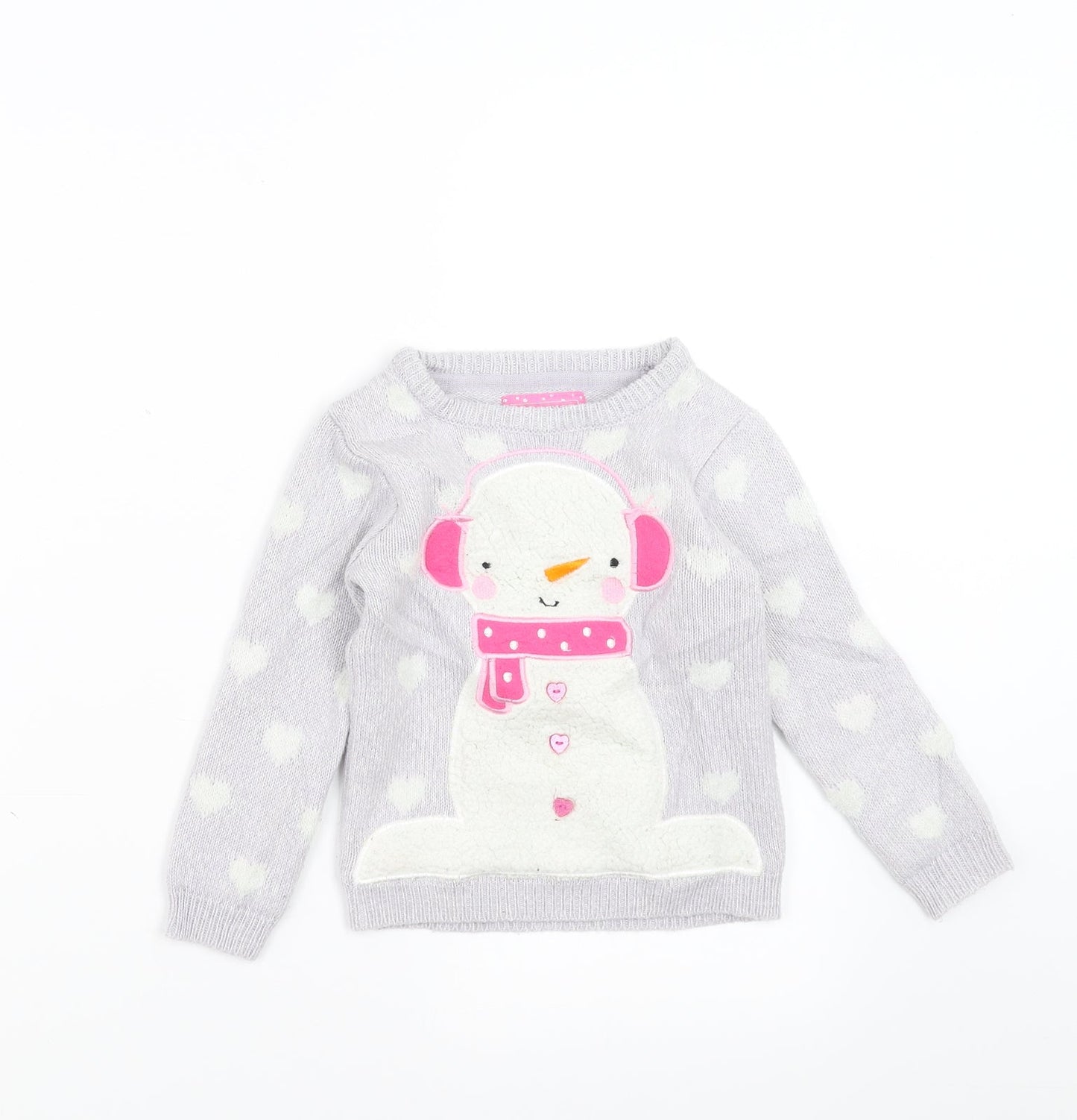 Primark Girls Purple   Pullover Jumper Size 3-4 Years  - snowman