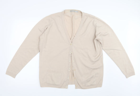 EWM Womens Beige  Knit Cardigan Jumper Size 18