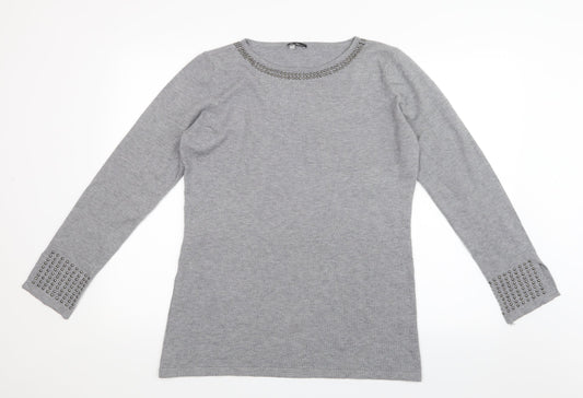 Vila Milano Womens Grey  Knit Pullover Jumper Size L