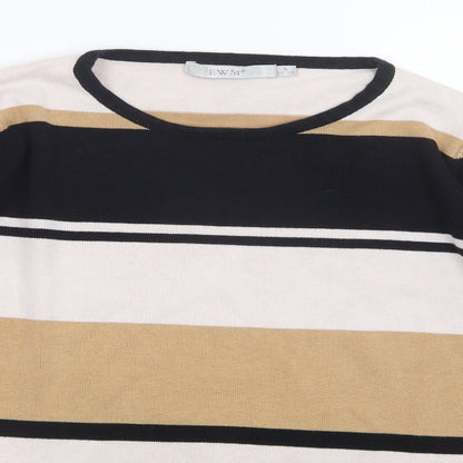 EWM Womens Black Striped Knit Pullover Jumper Size 10