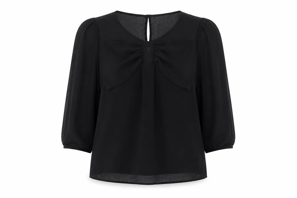 George Womens Black  Mesh Basic Blouse Size 12
