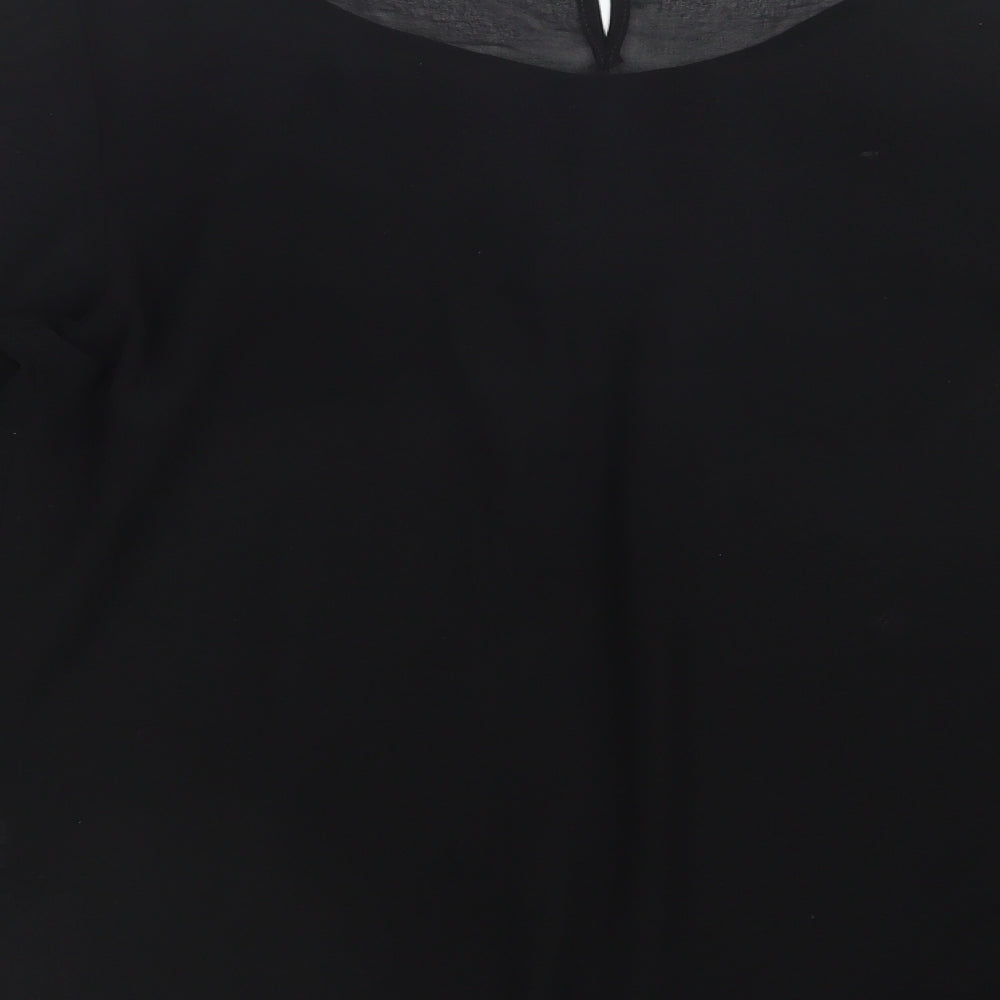 George Womens Black  Mesh Basic Blouse Size 12