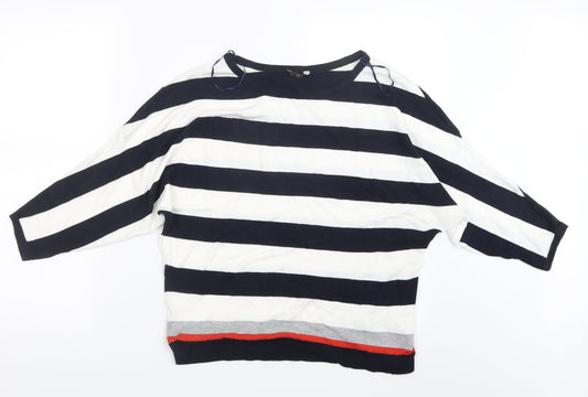 M&Co Womens Blue Striped Knit Pullover Jumper Size 12