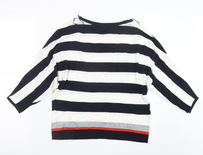 M&Co Womens Blue Striped Knit Pullover Jumper Size 12