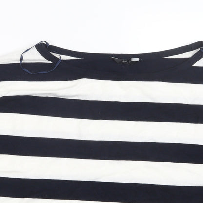M&Co Womens Blue Striped Knit Pullover Jumper Size 12