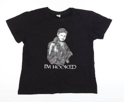 Preworn Womens Black   Basic T-Shirt Size L  - I'm hooked