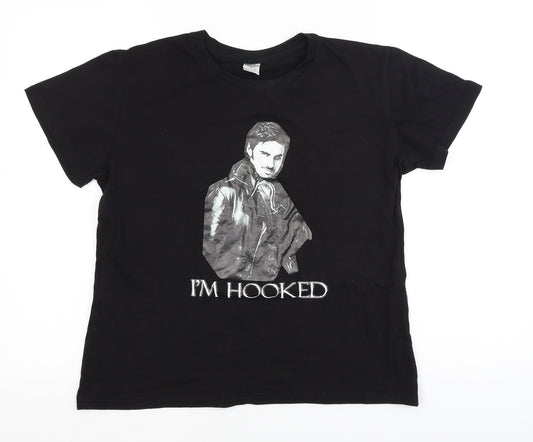 Preworn Womens Black   Basic T-Shirt Size L  - I'm hooked