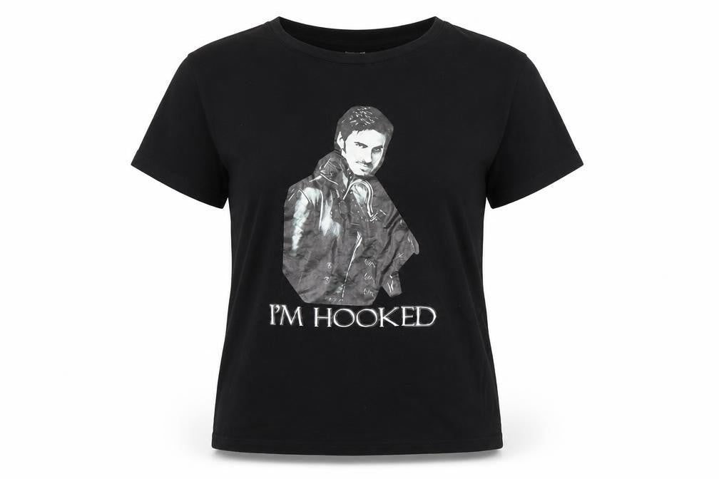 Preworn Womens Black   Basic T-Shirt Size L  - I'm hooked