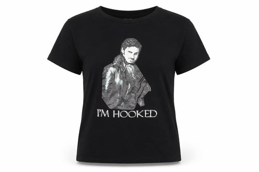Preworn Womens Black   Basic T-Shirt Size L  - I'm hooked