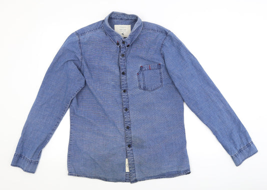 Native Youth Mens Blue    Button-Up Size M