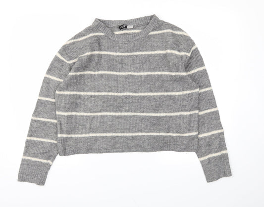 H&M Womens Grey Striped  Pullover Jumper Size S