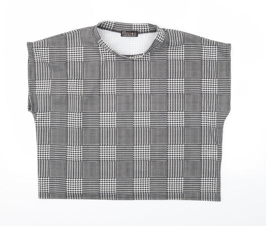 feeling  Womens Black Check  Basic T-Shirt Size M