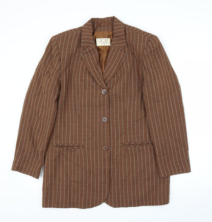 Preloved Chose Womens Brown Striped  Jacket Suit Jacket Size 14 - Front