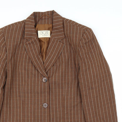 Preloved Chose Womens Brown Striped  Jacket Suit Jacket Size 14 - Detail