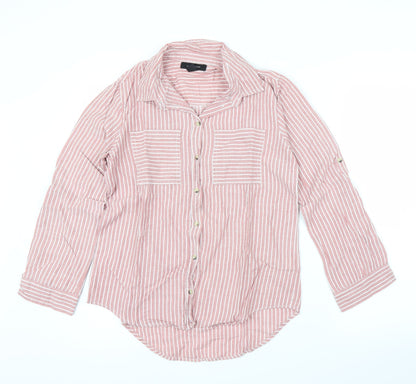 Preloved Primark Womens Pink Striped  Basic Button-Up Size 10 - Front
