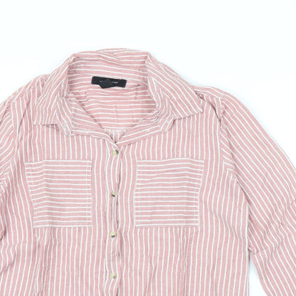 Preloved Primark Womens Pink Striped  Basic Button-Up Size 10 - Detail