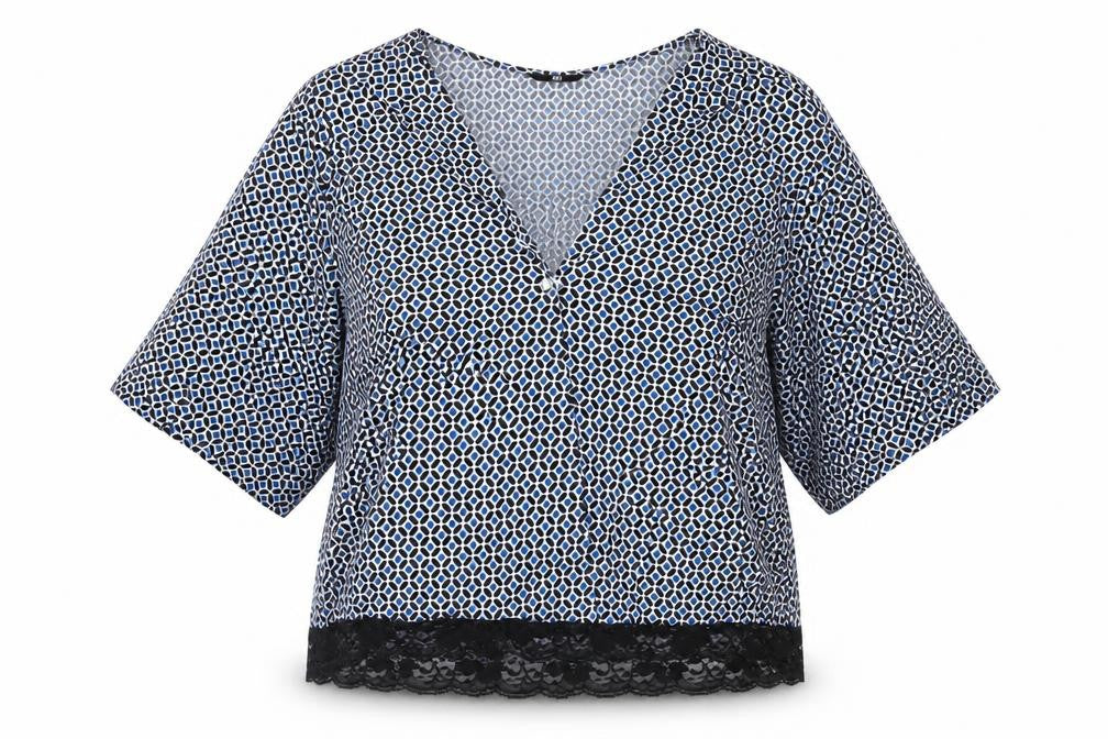 H&M Womens Blue Floral  Basic Blouse Size M