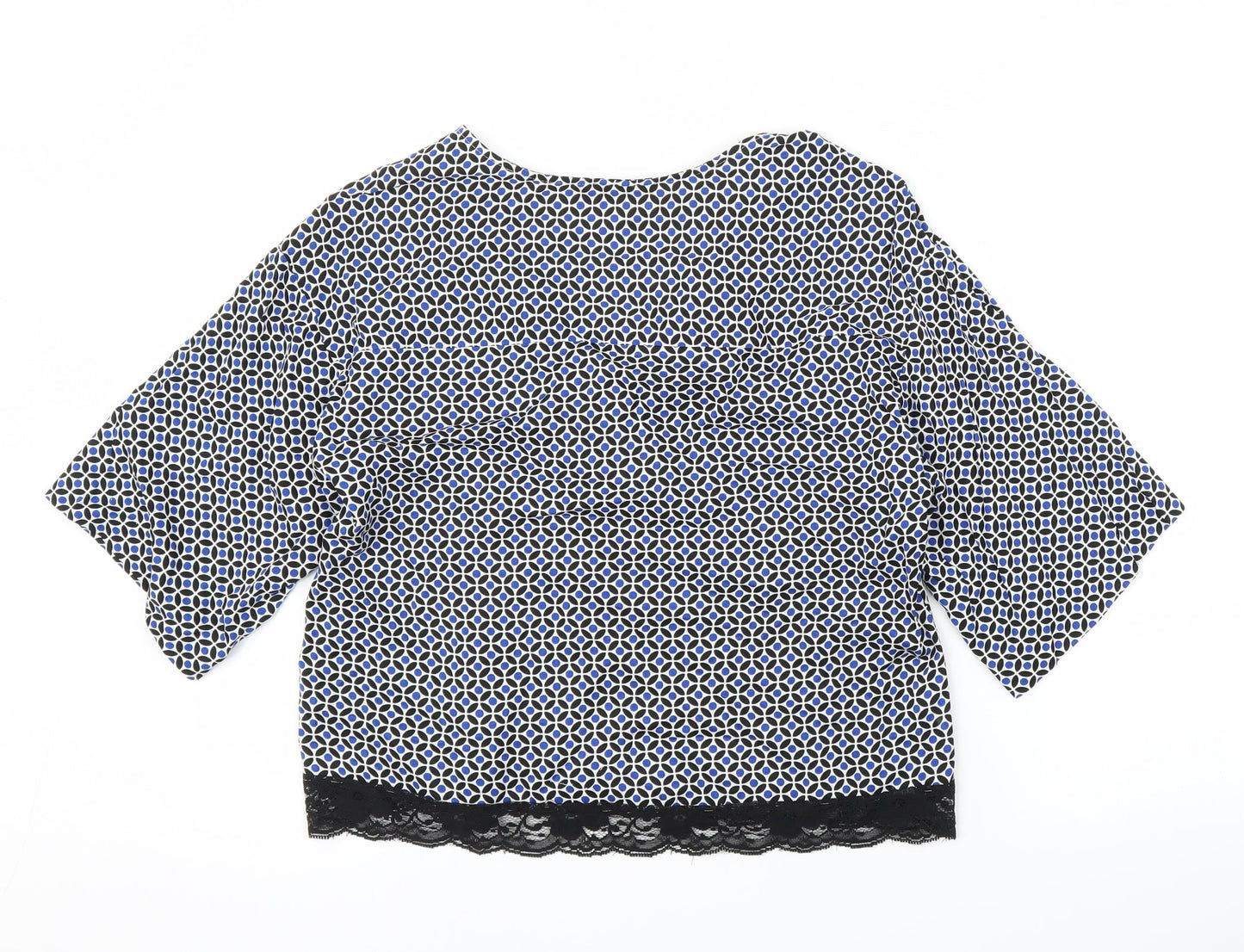 H&M Womens Blue Floral  Basic Blouse Size M