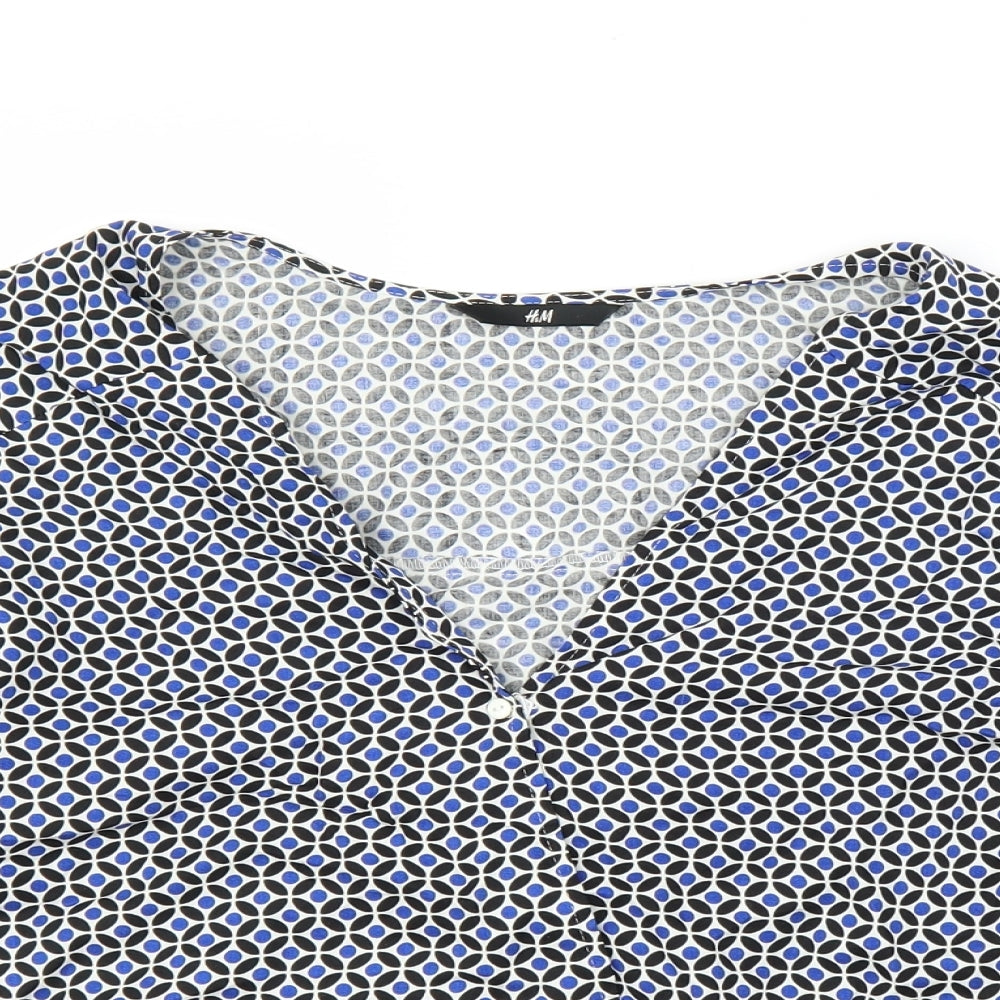 H&M Womens Blue Floral  Basic Blouse Size M