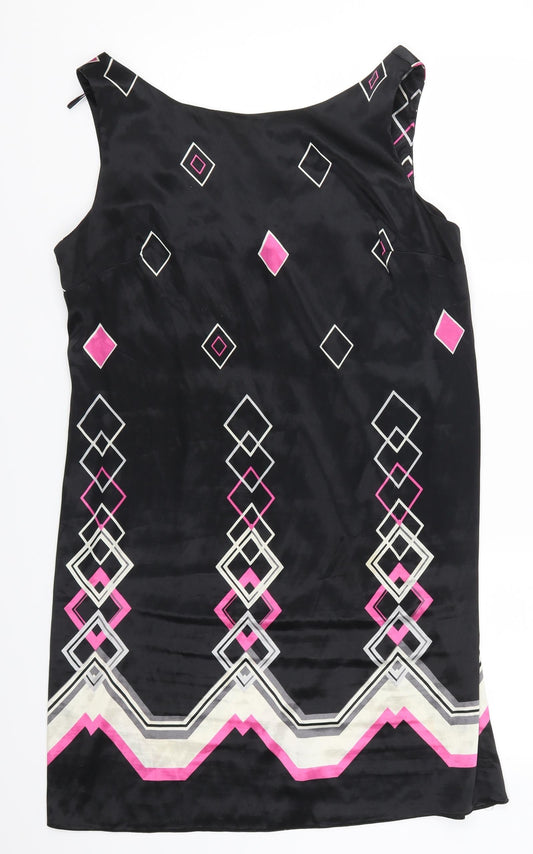 Marina Kaneva Womens Black Geometric  Tank Dress  Size 14  - Pink
