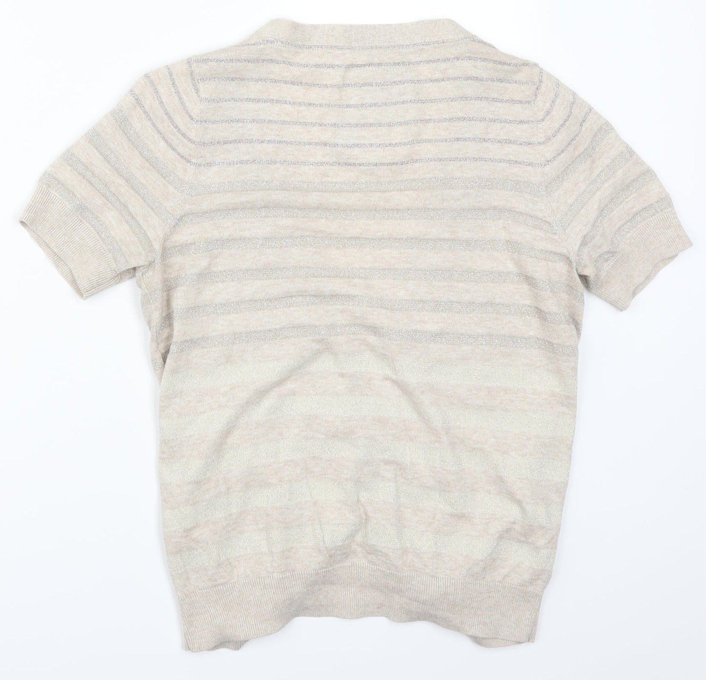 Debenhams Womens Beige Striped  Cardigan Jumper Size 14