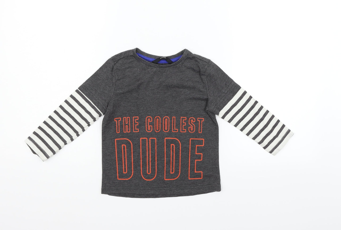 George Boys Grey Striped  Basic T-Shirt Size 2-3 Years