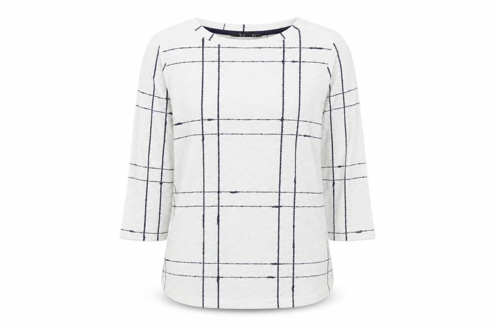 Bonmarché Womens White Check Pullover Jumper Size 12