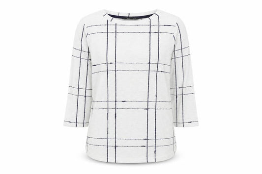 Bonmarché Womens White Check Pullover Jumper Size 12
