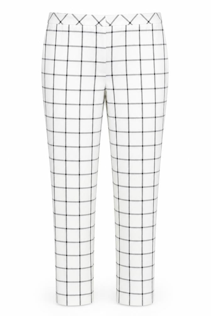 Primark Womens White Check  Trousers  Size 14 L29 in