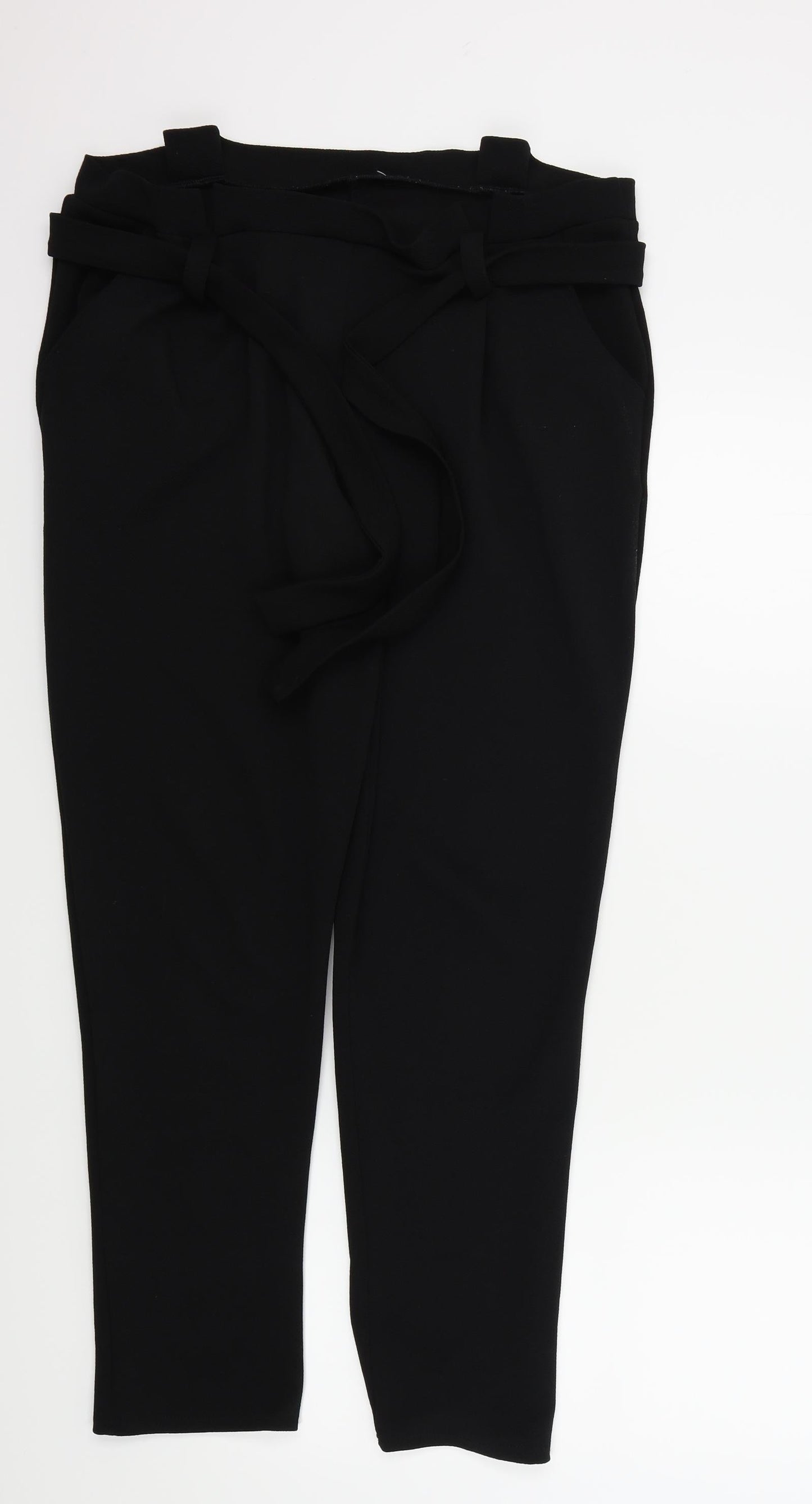 Preworn Womens Black   Trousers  Size 14 L29 in - Frill Detail