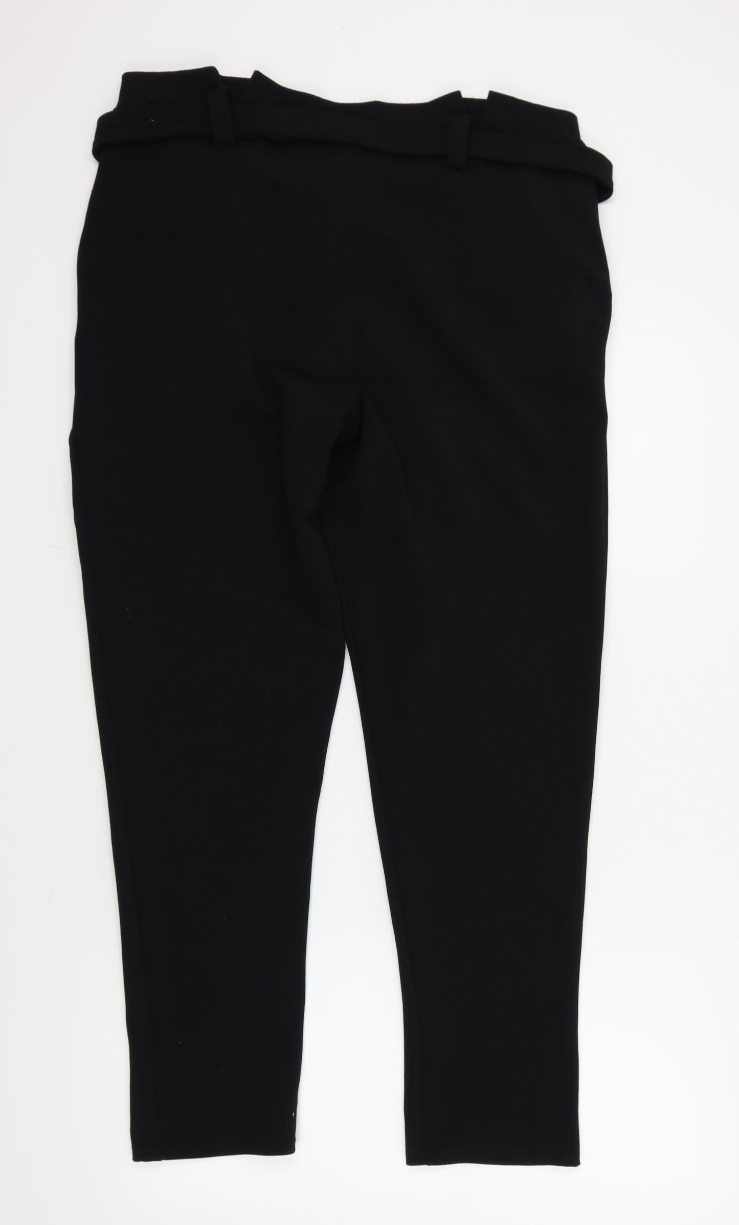 Preworn Womens Black   Trousers  Size 14 L29 in - Frill Detail