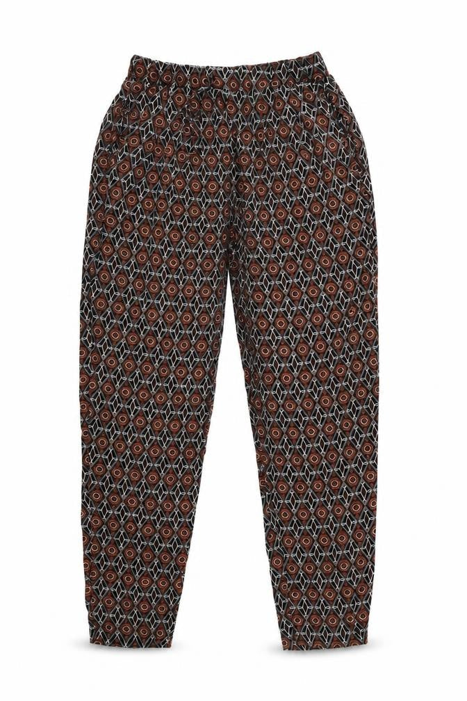 ESMARA Womens Brown Geometric  Trousers  Size 10 L29 in